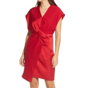 Harlyn Texture Mix Twist Front Cocktail Dress new NWT red medium holiday party